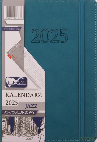 Kalendarz 2025 A5 tygodniowy Jazz turkusowy [KALENDARZ]