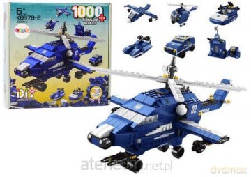 Klocki Konstrukcyjne 6w1 Helikopter police 1000el [KLOCKI]