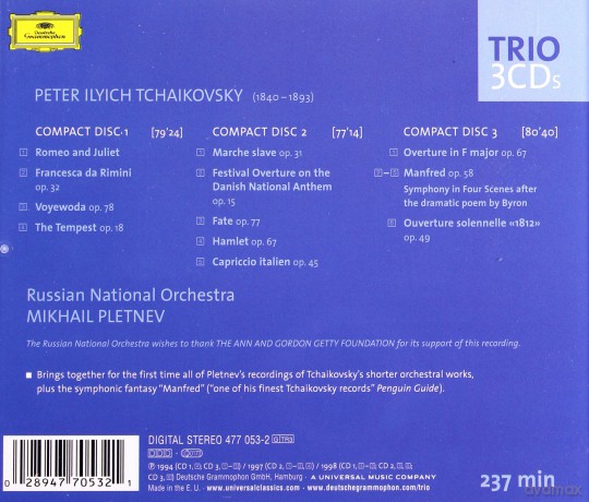 Pletnev, Russ. Nat. Orch.: Tchaikovsky: Symphonic Poems, Manfred Symphony [CD]