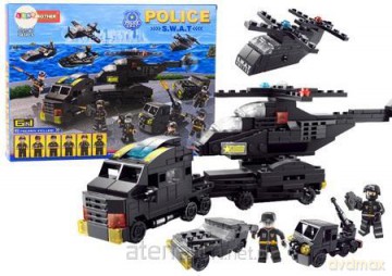 Klocki Policja wojsko Figurki 343el 6w1 czarne [KLOCKI]