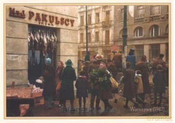 Pocztówka Warszawa 1947 Sklep kolonialny