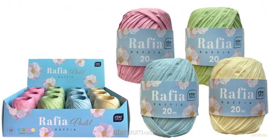 Rafia na spulce 20m pastel (12szt)