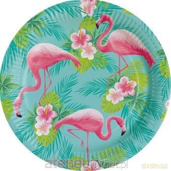 Talerze owalne papierowe flamingi 23cm 8szt
