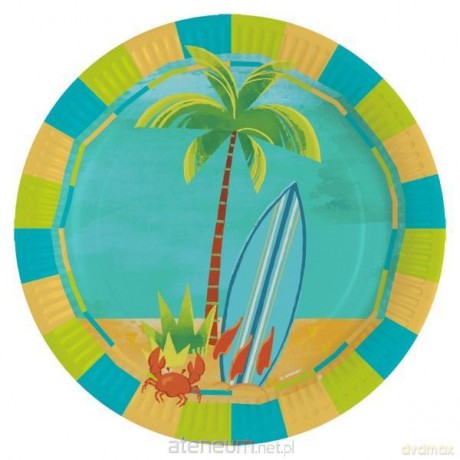 Talerze owalne papierowe Surfing 23cm 8szt