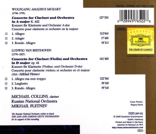 Pletnev/Russian National Orch.: Mozart, Beethoven Clarinet Concertos [CD]