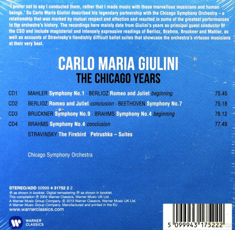 Carlo Maria Giulini: Carlo Maria Giulini - The Chicago Years [4CD]