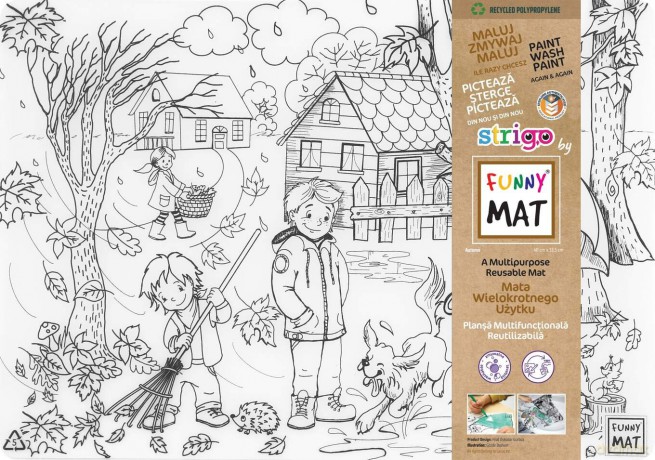 Biała mata Strigo Funny Mat Jesień 48x33.5 cm