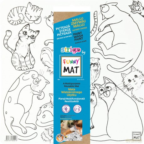Biała mata Strigo Funny Mat Koty 40x40cm