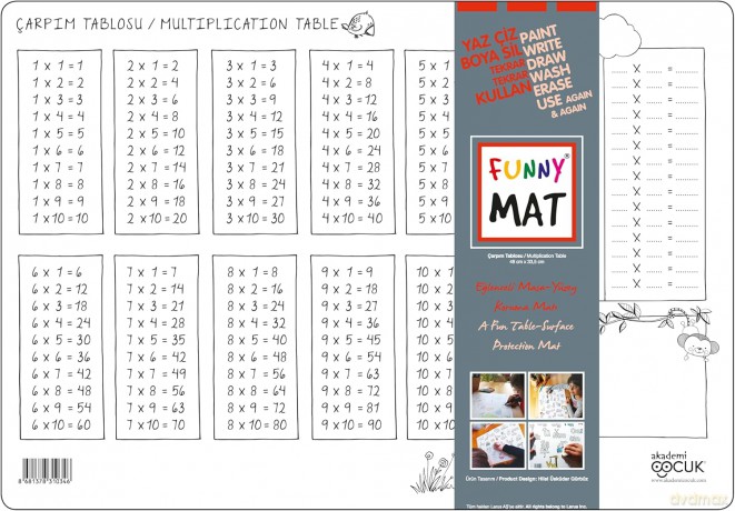 Biała mata Strigo Funny Mat Tabliczka mnożenia 48x33.5 cm