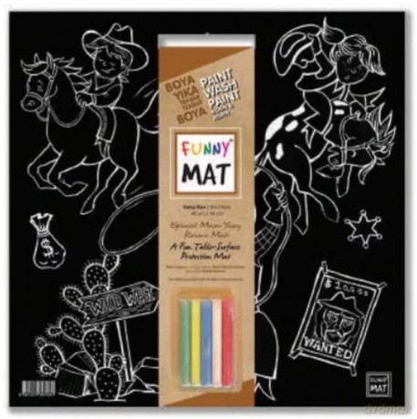 Czarna mata Strigo Funny Mat Western 40x40 cm + kreda