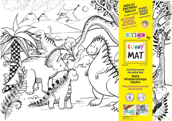 Transparentna mata Strigo Funny Mat Dinozaury 48x33.5 cm