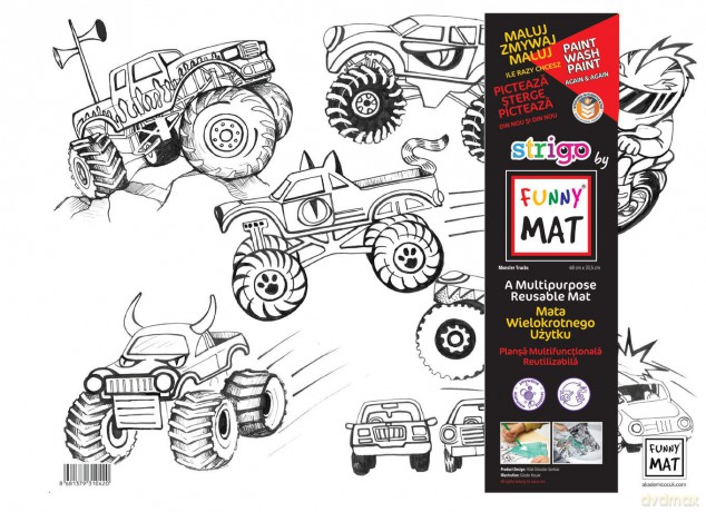 Transparentna mata Strigo Funny Mat Monster trucks 48x33.5 cm