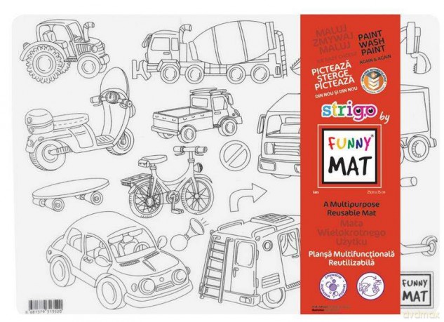 Transparentna mata Strigo Funny Mat Pojazdy 25x35 cm