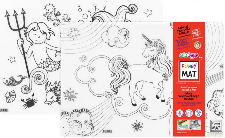 Transparentna mata Strigo Funny Mat Unicorn i Syreny 2szt. 33,5x48cm