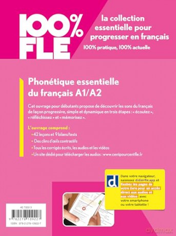 100% FLE - Phonétique essentielle du français A1/A2 - livre + didierfle.app - Chan Ze Kamoun [KSIĄŻKA]