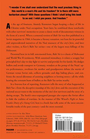 Babi Yar: A Document in the Form of a Novel; New, Complete, Uncensored Version - Anatoly Kuznetsov [KSIĄŻKA]