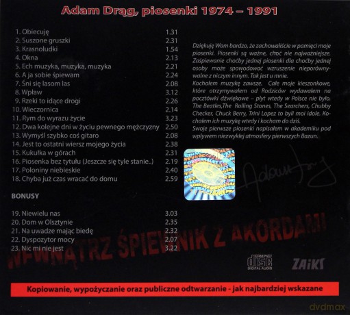 Adam Drąg: Piosenki 1974-1991 (digipack) [CD]
