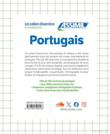 Cahier Exercices Portugais Niveau Intermédiaire: 190 exercices corrigés - L Valente Pires [KSIĄŻKA]