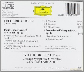 Pogorelich,Abbado,Chicago Symp.: Chopin:Piano Concerto Nr.2 [CD]