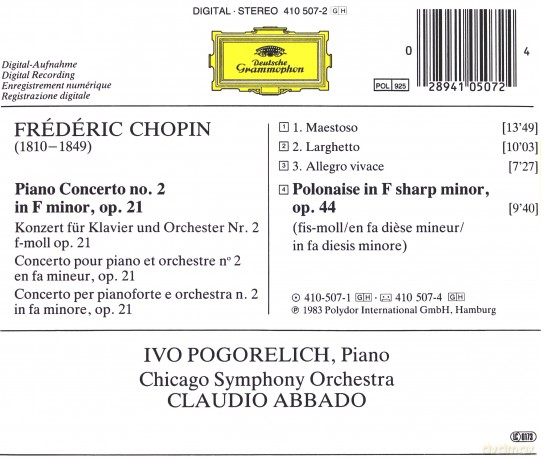 Pogorelich,Abbado,Chicago Symp.: Chopin:Piano Concerto Nr.2 [CD]