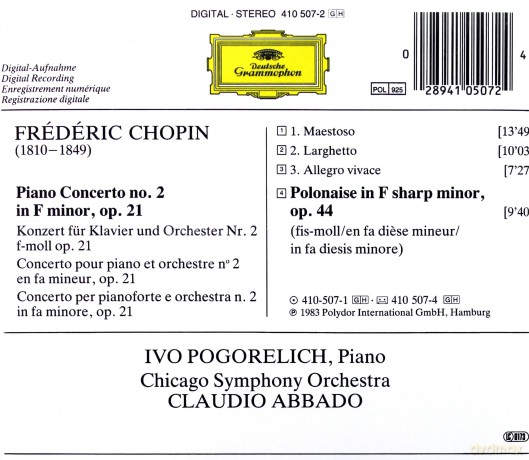 Pogorelich,Abbado,Chicago Symp.: Chopin:Piano Concerto Nr.2 [CD]