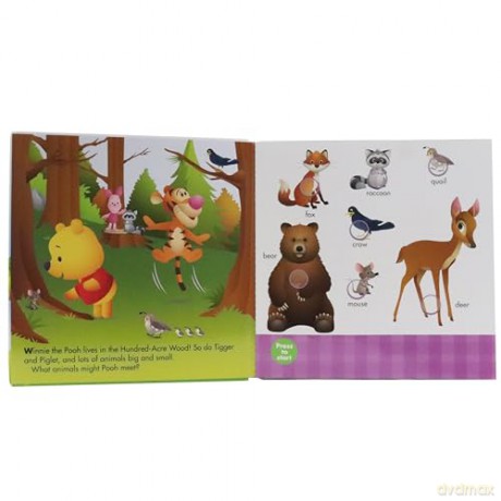 Disney Baby Poohs Noisy Day Press The Page Sound Book - Pi Kids [KSIĄŻKA]
