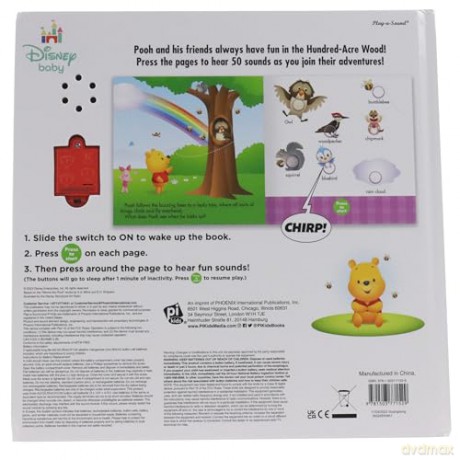 Disney Baby Poohs Noisy Day Press The Page Sound Book - Pi Kids [KSIĄŻKA]