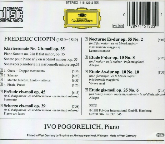 Pogorelich: Chopin-Piano Sonata No 2 [CD]
