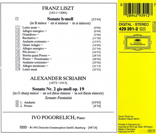 Pogorelich: Liszt- Piano Sonata [CD]