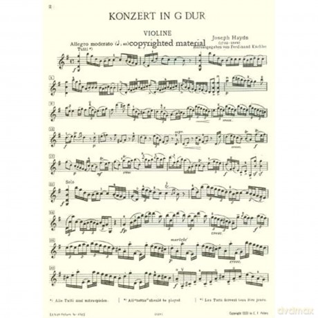Franz Joseph Haydn: Violin Concerto No.2 In G: Violin: Instrumental Work - Joseph Haydn [KSIĄŻKA]