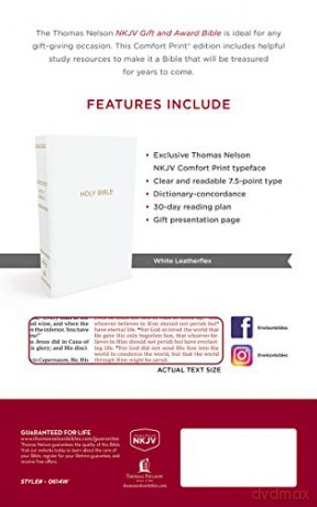 NKJV, Gift and Award Bible, Leather-Look, White, Red Letter, Comfort Print: Holy Bible, New King James Version [KSIĄŻKA]
