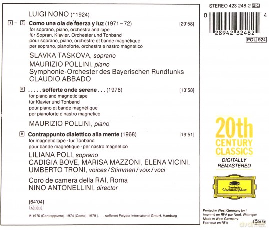 Pollini Abbado: Nono: Como Una Ola + Sofferte [CD]