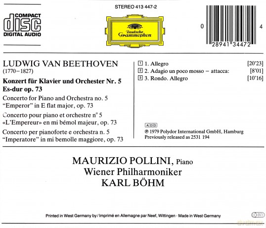 Pollini Wp Boehm: Beethoven:Pno Cto 5 [CD]