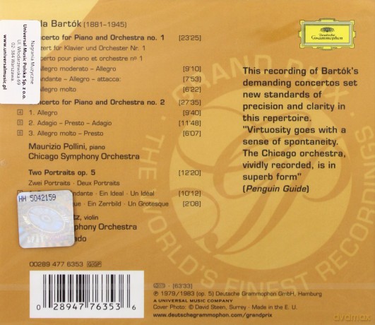 Pollini, Abbado, Chicago Symp. Orch.: Bartok:Piano Conc.1&2 Grand Prix [CD]