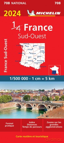 Southwestern France 2024 - Michelin National Map 708: Map - Michelin [KSIĄŻKA]