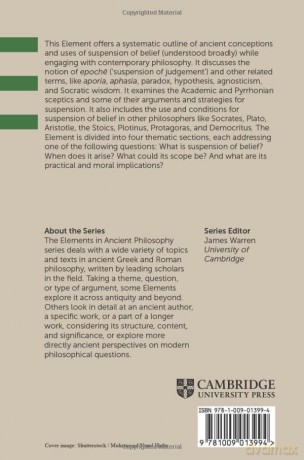 Suspension of Belief (Elements in Ancient Philosophy) - Vazquez Daniel [KSIĄŻKA]