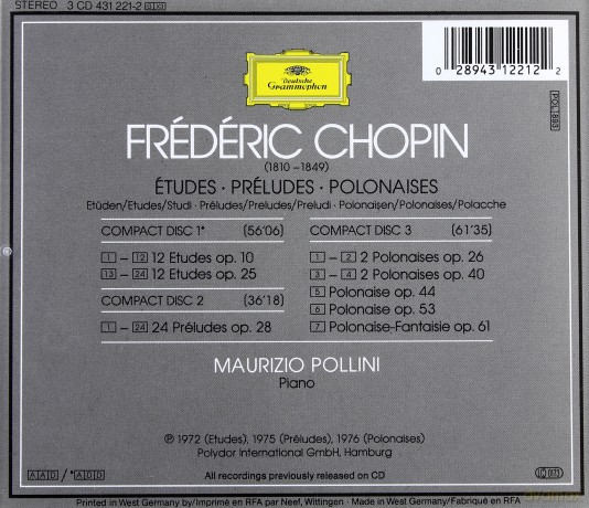Pollini: Chopin: Etudes, Preludes, Polonaises [3CD]