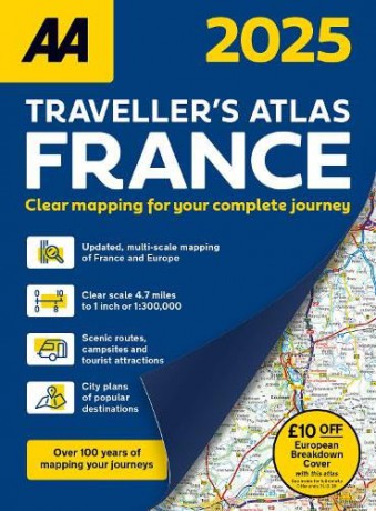 Travellers Atlas France 2025 Flexibound (AA Road Atlas) (AA Road Atlas France) (France Road Atlas) [KSIĄŻKA]
