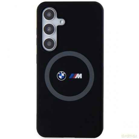 BMW nakładka do Samsung Galaxy S24 czarna M Silicone Printed Ring MagSafe
