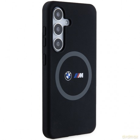 BMW nakładka do Samsung Galaxy S24 czarna M Silicone Printed Ring MagSafe