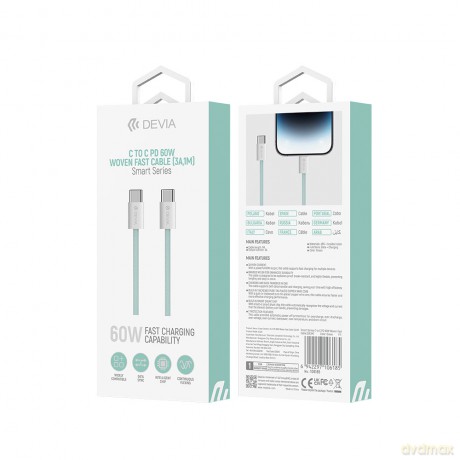 Devia kabel Smart EC325 PD USB-C - USB-C 1,0 m 60W 3A zielony