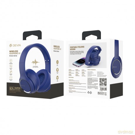 Devia słuchawki Bluetooth nauszne Kintone niebieskie