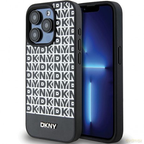 DKNY nakłada do iPhone 15 Pro Max 6,7" DKHMP15XPSOSPK czarna HC PU checkered pattern w printed stripes