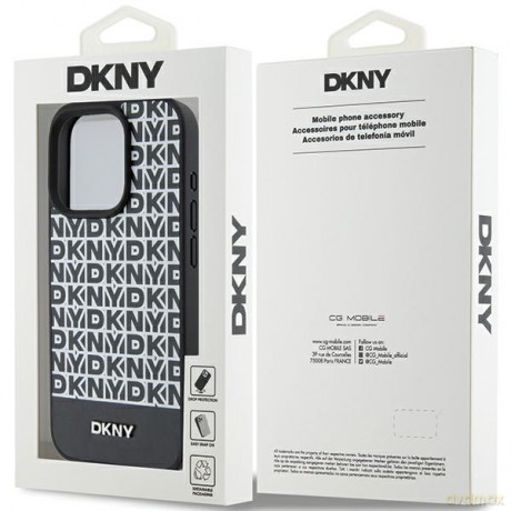 DKNY nakłada do iPhone 15 Pro Max 6,7" DKHMP15XPSOSPK czarna HC PU checkered pattern w printed stripes