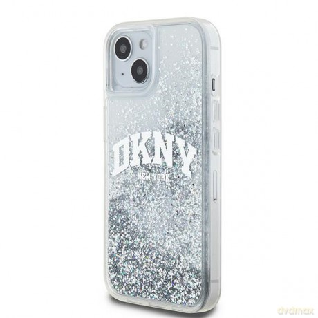 DKNY nakładka do iPhone 15 6,1" DKHCP15SLBNAET biała HC liquid glitters w arch logo