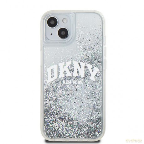 DKNY nakładka do iPhone 15 6,1" DKHCP15SLBNAET biała HC liquid glitters w arch logo