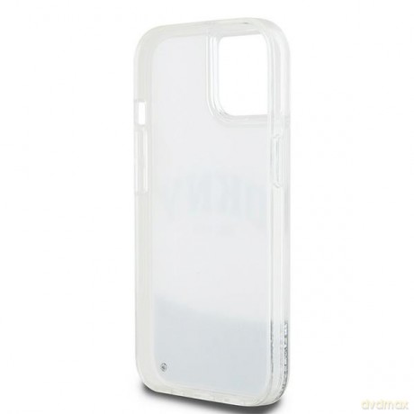 DKNY nakładka do iPhone 15 6,1" DKHCP15SLBNAET biała HC liquid glitters w arch logo