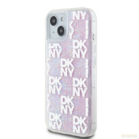 DKNY nakładka do iPhone 15 6,1" DKHCP15SLCPEPP biała HC liquid glitters w checkered pattern