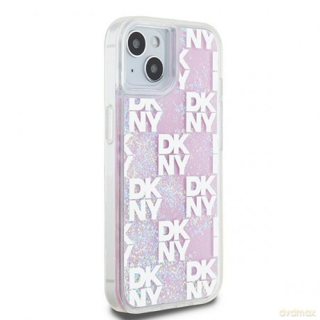 DKNY nakładka do iPhone 15 6,1" DKHCP15SLCPEPP biała HC liquid glitters w checkered pattern