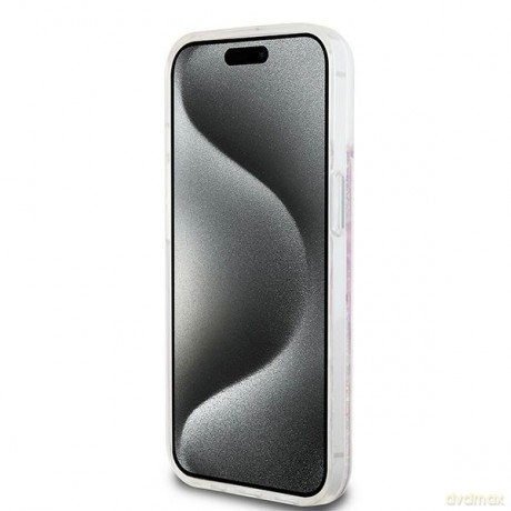 DKNY nakładka do iPhone 15 6,1" DKHCP15SLCPEPP biała HC liquid glitters w checkered pattern